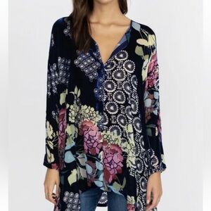 Johnny Was Sierra Burnout Cya Tunic Blue Floral. Size Small.